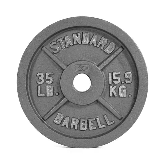 Barbell Gray Cast Iron Weight Plate, 45 Lb Gym Equipment Bodybuilding Weight Lifting Fitness Grip